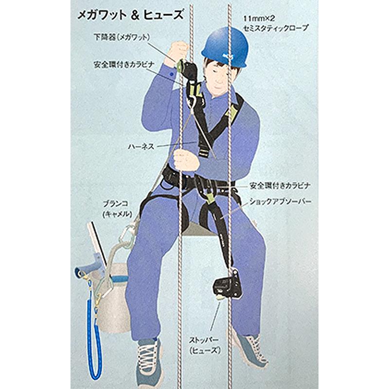 下降器 メガワット エーデルリッド ロープサイズ8.9-11.8mm 高所作業 