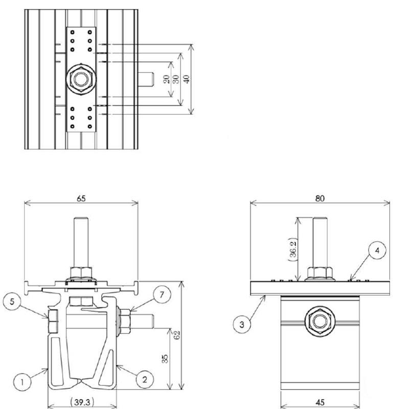 タケ　804040 天板取り外し可能仕様 太陽光パネル架台金具 嵌合式立平葺用 PVA-TH light 直付 700TLS