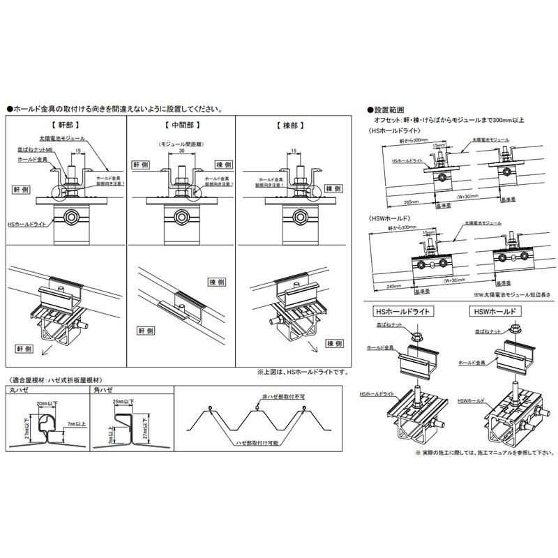 ダイドーハント（DAIDOHANT） 太陽光パネル架台金具 ハゼ式折板 HS