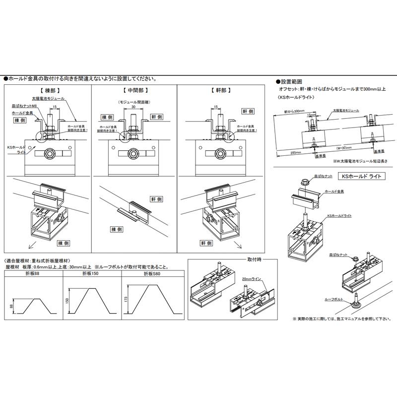 ダイドーハント（DAIDOHANT） 太陽光パネル架台金具 重ね式折板 KS