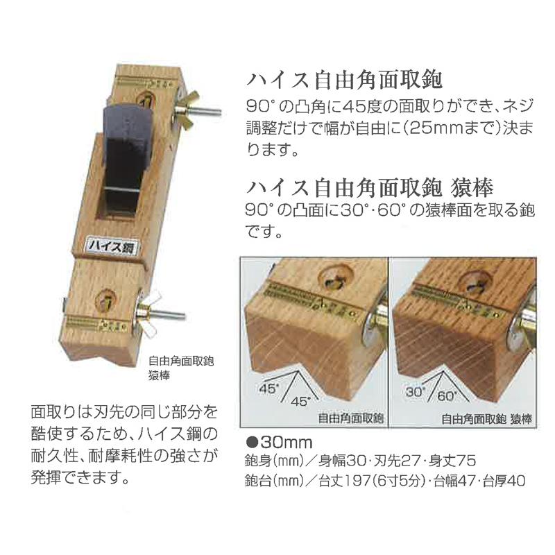 常三郎鉋 ハイス鋼 SKH51 ハイス自由角面取鉋 猿棒 30mm TS-151 6寸5分