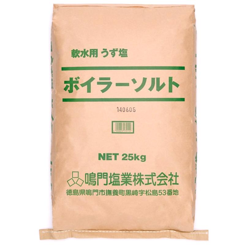 鳴門塩業 ボイラーソルト 25kg x30袋 塩化ナトリウム 軟水用うず塩  浄水処理 ボイラー軟水 硬水軟化 融雪 除草 ジャパンソルトD 個人宅配送不可 | 