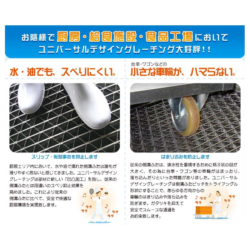 ユニバーサルデザイン グレーチング ステンレス 正方形 ますぶた 車道用 UKFCS 50-45 ます穴(幅450×長さ450mm) 受注生産 カワグレ 代引不可_6