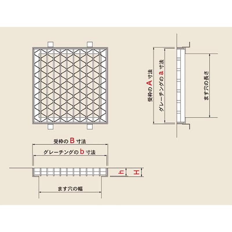 ユニバーサルデザイン　グレーチング　ステンレス　正方形　UKFCS　T-2　ます穴(幅600×長さ600mm)　38-66　ますぶた　カワグレ　受注品2〜4週間　代引不可