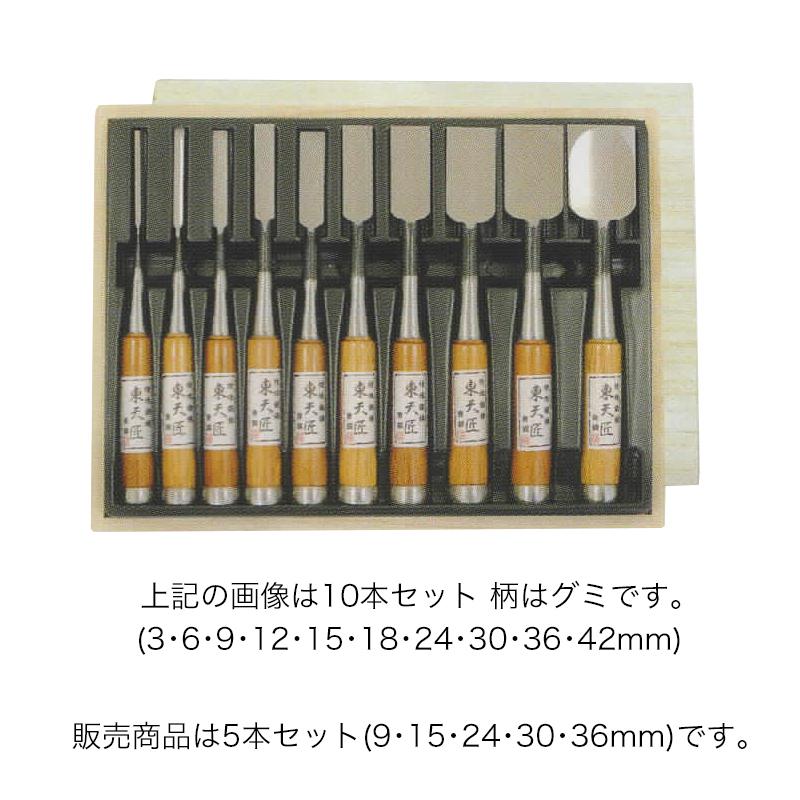 ノミ 鑿 のみ 組のみ 東天匠 青鋼 追入 グミ 5本組 9・15・24・30