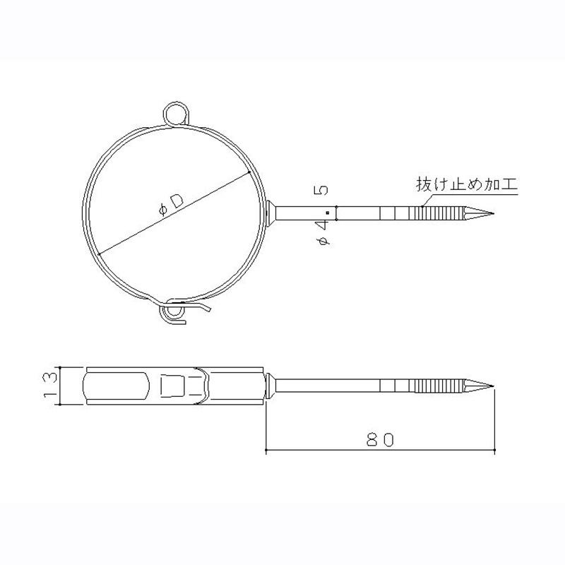 雨樋受け金物 タッチバンド 100個入 55mm SUS-304 ミルクホワイト 104101 抜け止めリング加工付き 野島角清 アミD｜plusyskenchiku｜02