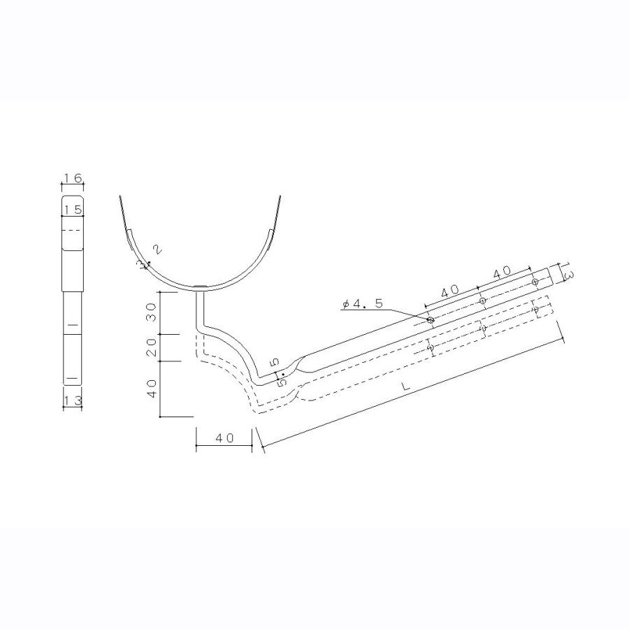 雨樋受け金物 OT地上横打 4寸勾配 5本組 50個入 260L-120mm ドブメッキ