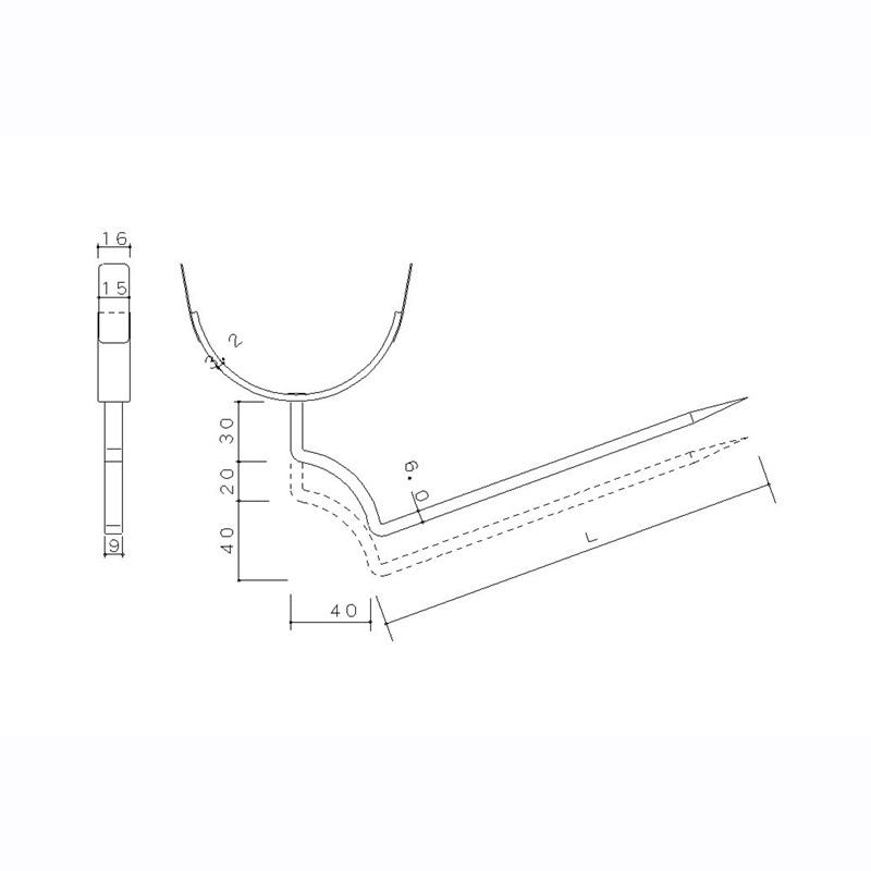 雨樋受け金物 OT地上打込 4寸勾配  5本組 100個入 240L-120mm ドブメッキ 109613 主に関東地方で使用 野島角清 アミD｜plusyskenchiku｜02