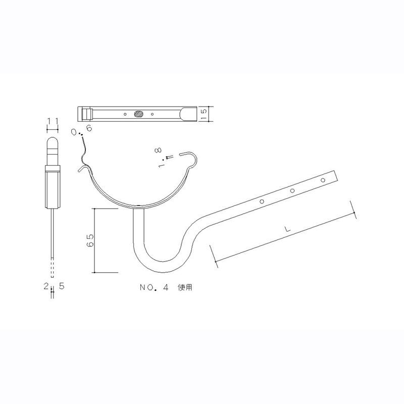 雨樋受け金物　OT平鶴首横打　3.5寸勾配　200個入　アミD　ドブメッキ　150L-105mm　110901　黒　主に東海・中京・関西・九州地方で使用　野島角清