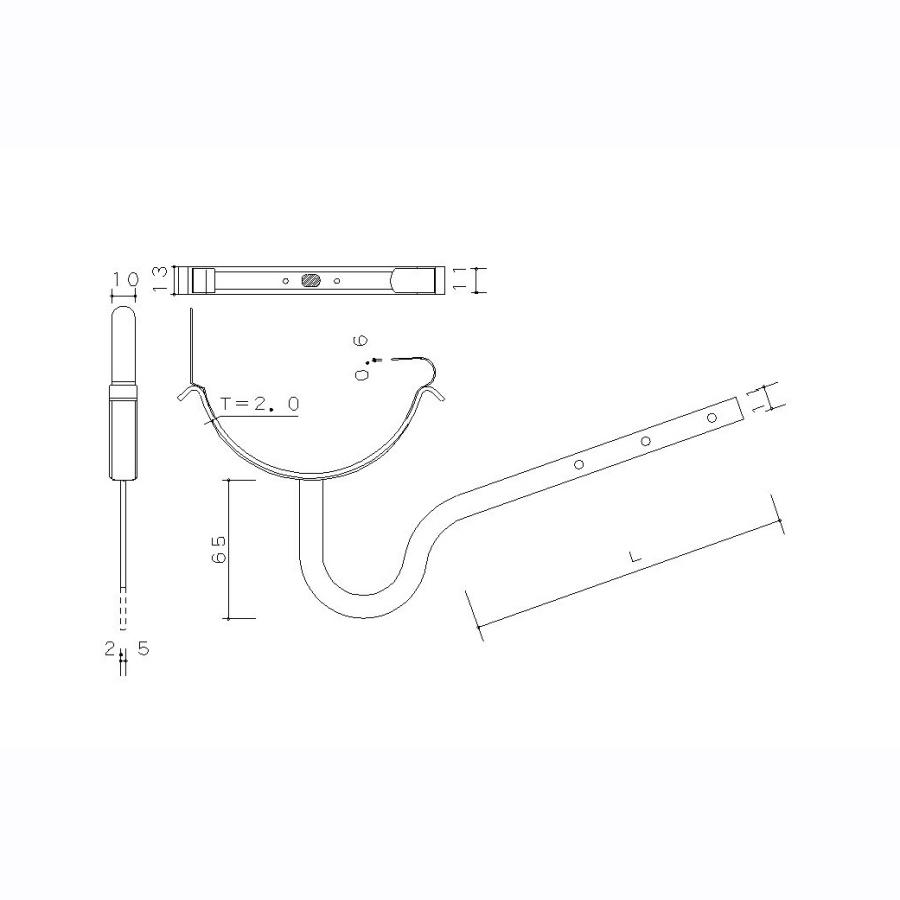 雨樋受け金物 OT平鶴首横打 両爪 3.5寸勾配 200個入 180L-105mm ドブメッキ 110801 主に東海・中京・関西・九州地方で使用 野島角清 アミD｜plusyskenchiku｜02