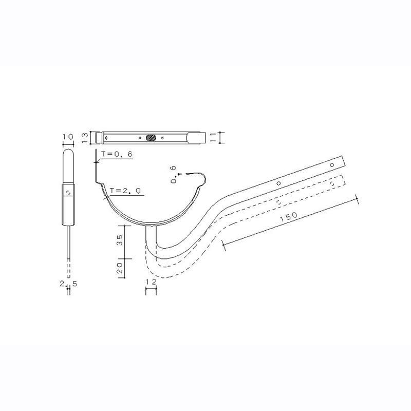 雨樋受け金物　OT仙台型瓦下横打　10本組　200個入　105mm　3寸5分勾配　ドブメッキ　114701　主に仙台地方で使用　野島角清　アミD