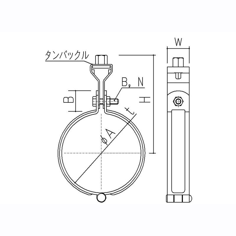 配管支持金物　GP管用　蝶番式吊バンド　ボルト・ナットセット　200A　20個入　20171200　SUS-304　野島角清　アミD