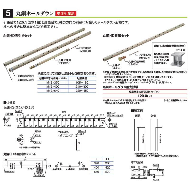 (L=490) R-HD490 梁成210〜300mm 910110 丸鋼ホールダウン カネシン アM 【ルプラグボルト】
