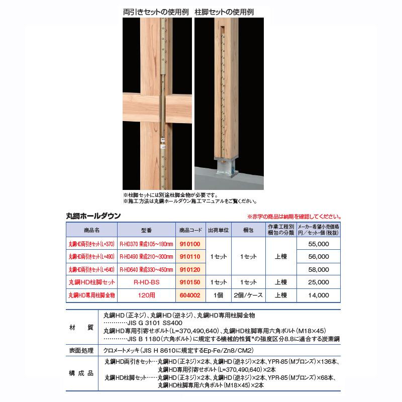 (L=490) R-HD490 梁成210〜300mm 910110 丸鋼ホールダウン カネシン アM 【ルプラグボルト】