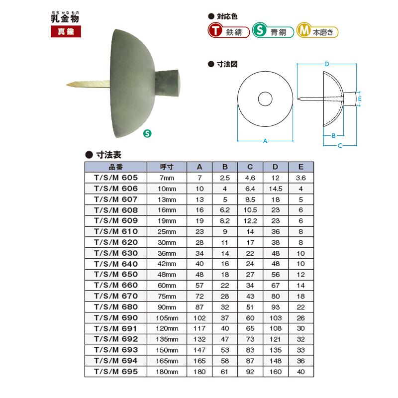 乳金物　42mm　20個入　真鍮地　門金具　カラー2色　アミ　北別　エイト　代引不可