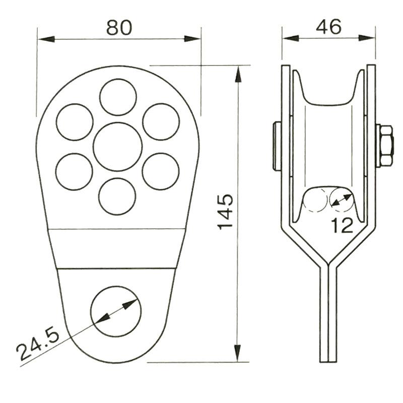 ワイド プーリー PL-75W SUS304 許容重量 200kg 産業 レスキュー アルミ合金製滑車 123 伊藤製作所 アミD｜plusyskenchiku｜02