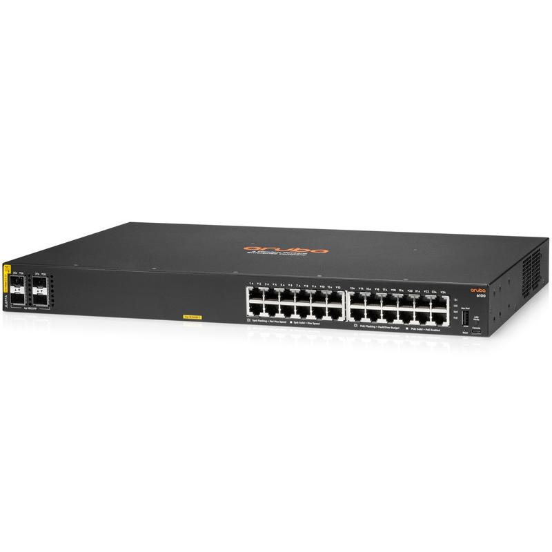 JL677A#ACF HPE Aruba Networking CX 6100 24G Class4 PoE 4SFP+ 370W Switch