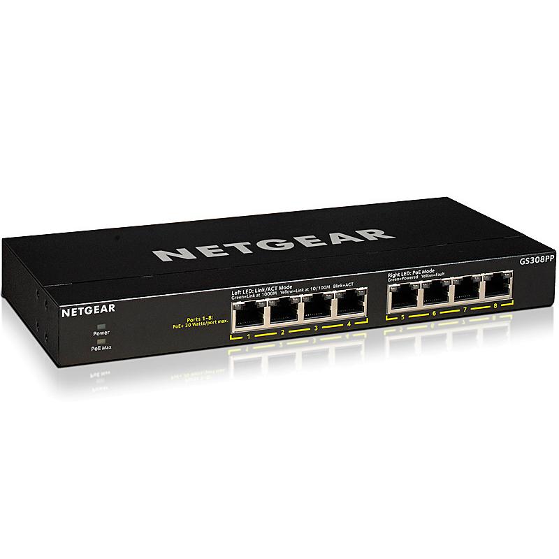 NETGEAR GS308PP-100AJS PoE+対応 ギガビット8ポート アンマネージスイッチ