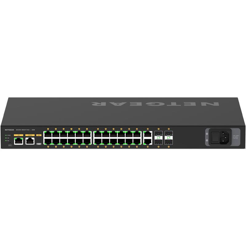 NETGEAR GSM4230P-100AJS POE+スイッチ 未開封品 NETGEAR GSM4230P-100AJS ProAV向けPoE+対応 (300W) 1Gポート×26 SFP