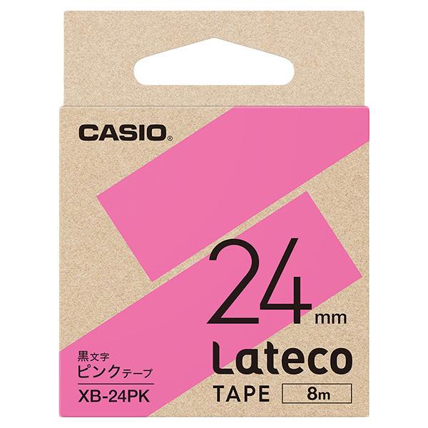 CASIO XB-24PK Lateco用テープ 24mm ピンク/ 黒文字｜plusyu