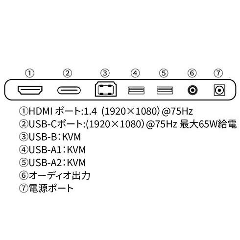 JAPANNEXT JN-I215FLFHSP-C65W 液晶ディスプレイ/ 21.5型/ 1920×1080/ HDMI×1、USB Type-C×1/ ブラック/ スピーカー：…｜plusyu｜02