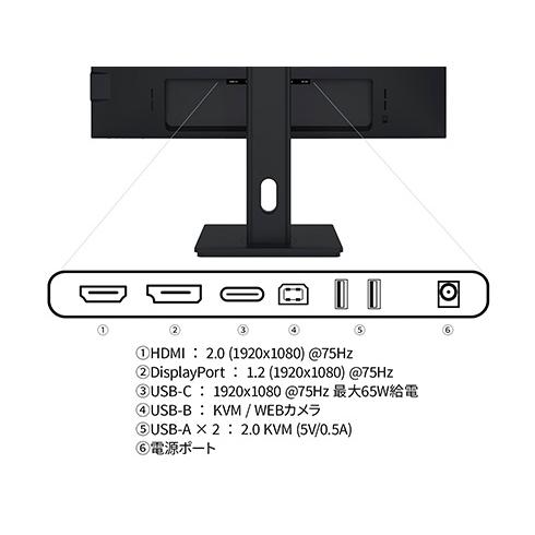JAPANNEXT JN-IPS238F-HSPC6-CMS 液晶ディスプレイ 23.8型/ 1920×1080/ HDMI×1、DP×1、USB-C×1/ ブラック/ スピーカー…_1