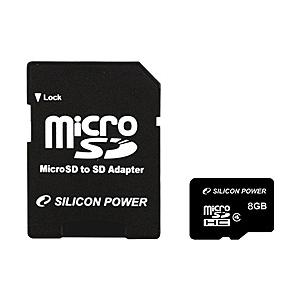 シリコンパワー SP008GBSTH004V10 microSDHCカード 8GB (Class4) 　5年保証 (SDHCアダプター付)｜plusyu