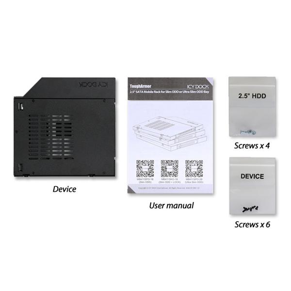 MB411SPO-1B ICY DOCK 2.5 インチHDD / SSD搭載用リムーバブルケース　スリムODDベイサイズ_9
