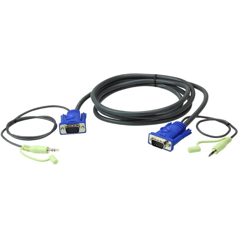 ATEN 2L-2520A 20M VGAオス-オス ケーブル 3.5mm ステレオオーディオプラグ付き