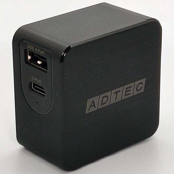 アドテック APD-A065AC-BK Power Delivery対応 GaN AC充電器/ 65W/ USB Type-A 1ポート Type-C 1ポート/ ブラック｜plusyu