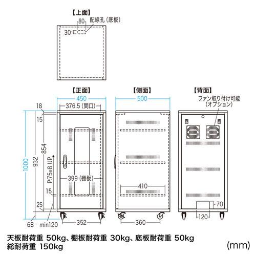 サンワサプライ CP-SBOX4510 扉付き機器収納ボックス（W450・H1000 