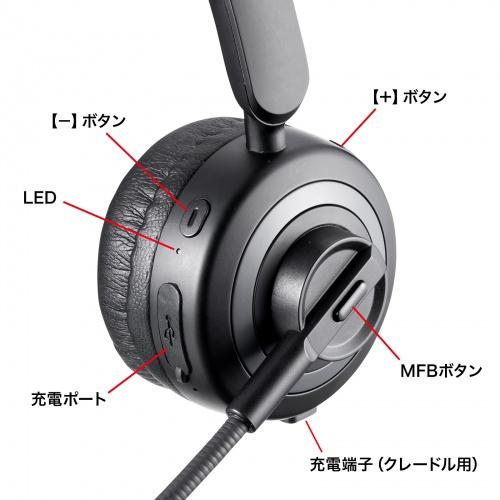 サンワサプライ MM-BTMH66BK Bluetoothヘッドセット（ノイズキャンセル機能・充電クレードル付き）｜plusyu｜13