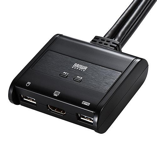 サンワサプライ SW-KVM2WHU HDMI対応手元スイッチ付きパソコン自動切替器（2：1）