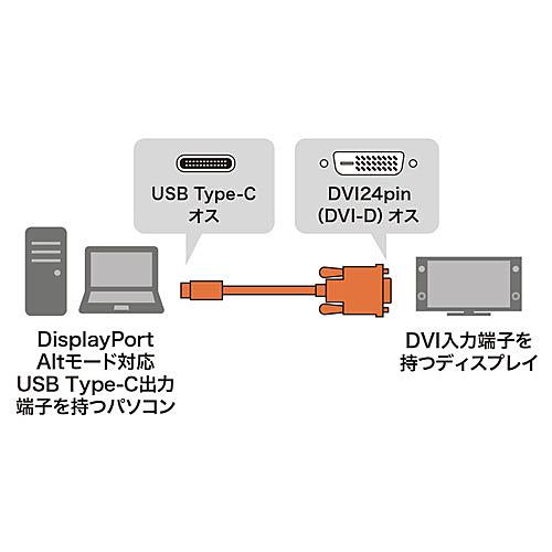 サンワサプライ KC-ALCDVA30 TypeC-DVI変換ケーブル（ブラック・3m）｜plusyu｜02