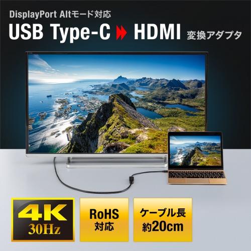 サンワサプライ AD-ALCHD02 USB Type-C - HDMI変換アダプタ（4K/ 30Hz）｜plusyu｜02