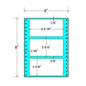 東洋印刷　MM6E　タックフォームラベル　6インチ×8インチ　3面付(1ケース1000折)