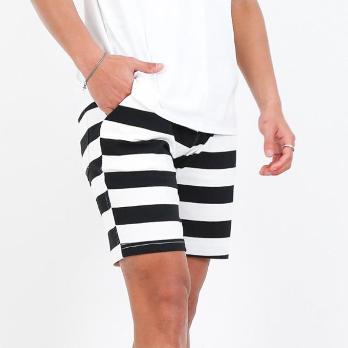 メンズボーダー柄スウェットハーフパンツ 短パン ショートパンツ