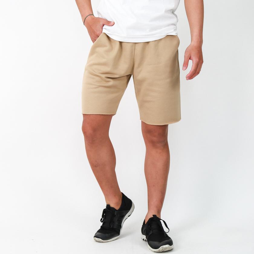 カットオフ無地スウェットショートパンツ メンズ 切りっぱなし