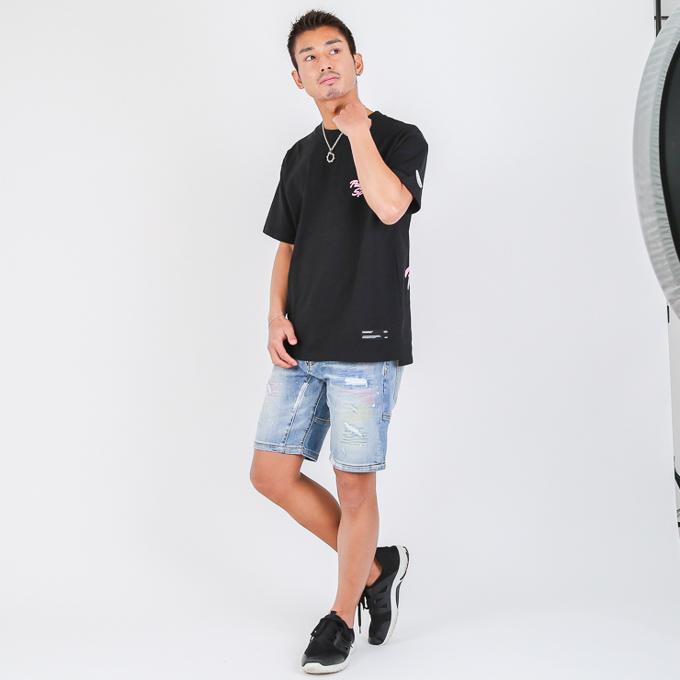 リメイク加工デニムショートパンツ メンズ ジーパン 短パン ハーフ