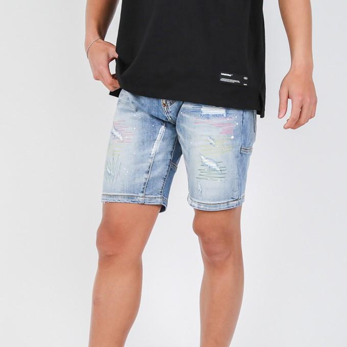 リメイク加工デニムショートパンツ メンズ ジーパン 短パン ハーフ