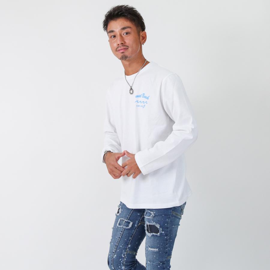 Sunset Beachデザインバックプリントロングtシャツ長袖 カットソー