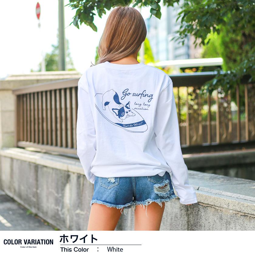 フレンチブルドッグ　GOLFロングティー フレンチブルドッグデザイン長袖Tシャツ バックプリント