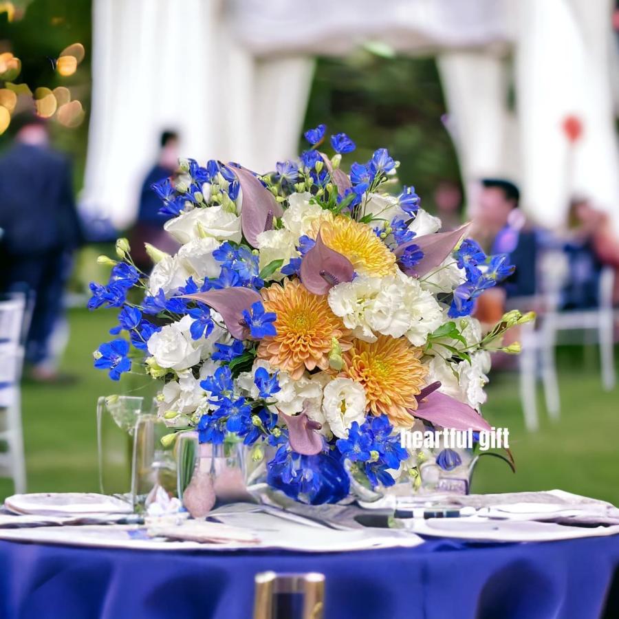 お悔み お供え デルフィニウム 生花 アレンジメント 12000円 おしゃれ 現代風 仏花 枕花 命日 法事 一周忌 四十九日 新盆 洋花 送料無料　クール便 |  | 10
