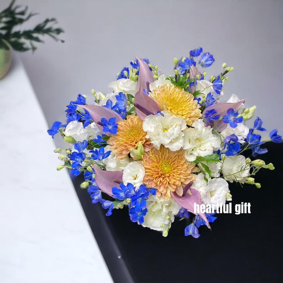 お悔み お供え デルフィニウム 生花 アレンジメント 12000円 おしゃれ 現代風 仏花 枕花 命日 法事 一周忌 四十九日 新盆 洋花 送料無料　クール便 |  | 11