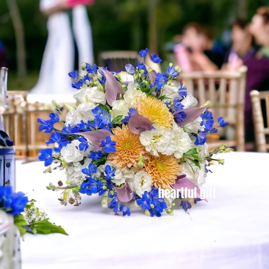 お悔み お供え デルフィニウム 生花 アレンジメント 12000円 おしゃれ 現代風 仏花 枕花 命日 法事 一周忌 四十九日 新盆 洋花 送料無料　クール便 |  | 16