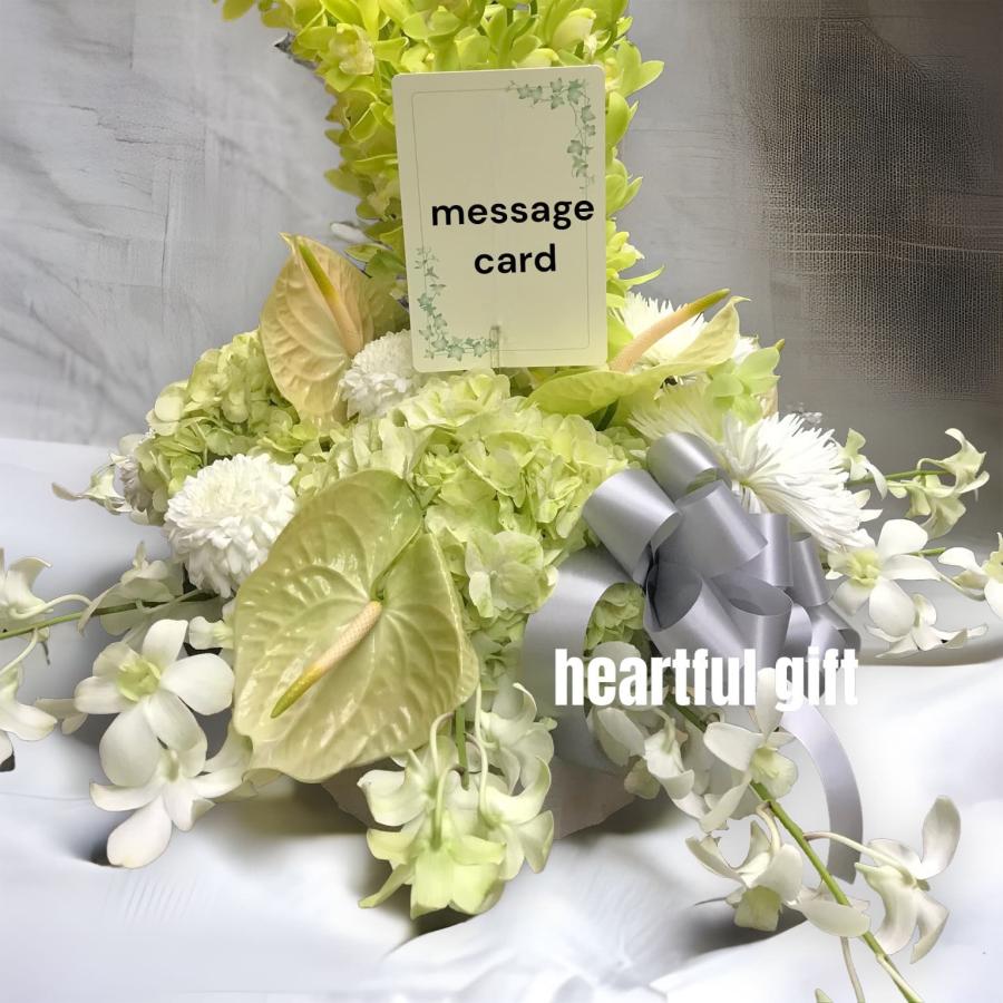 お悔み お供え 生花 シンビジューム アレンジメント 16000円 おしゃれ 現代風 仏花 枕花 命日 法事 一周忌 四十九日 新盆 洋花 送料無料 クール便 | 