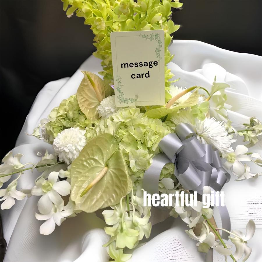 お悔み お供え 生花 シンビジューム アレンジメント 16000円 おしゃれ 現代風 仏花 枕花 命日 法事 一周忌 四十九日 新盆 洋花 送料無料 クール便 |  | 02