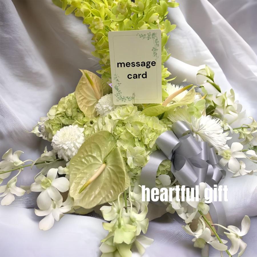 お悔み お供え 生花 シンビジューム アレンジメント 16000円 おしゃれ 現代風 仏花 枕花 命日 法事 一周忌 四十九日 新盆 洋花 送料無料 クール便 |  | 03
