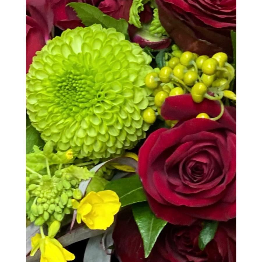 お悔み お供え 生花 バラ 赤 アレンジメント 7700円 おしゃれ 現代風 仏花 枕花 命日 法事 一周忌 四十九日 新盆 洋花 送料無料 メッセージカード無料 |  | 07