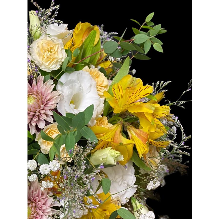 お悔み お供え 生花 トルコギキョウ アレンジメント ナチュラル系 6600円 おしゃれ 現代風 仏花 枕花 命日 法事 一周忌 四十九日 新盆 洋花 送料無料 クール便 |  | 07